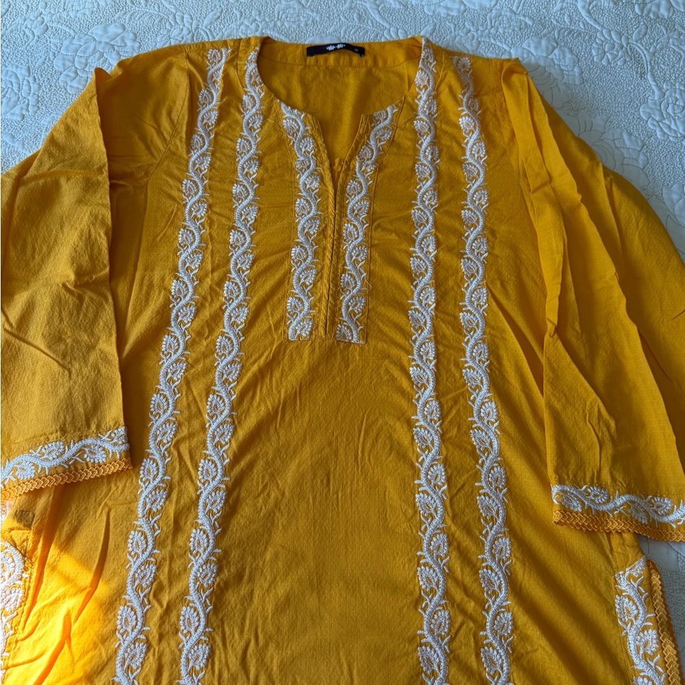 Elegant Yellow Embroidered Dress